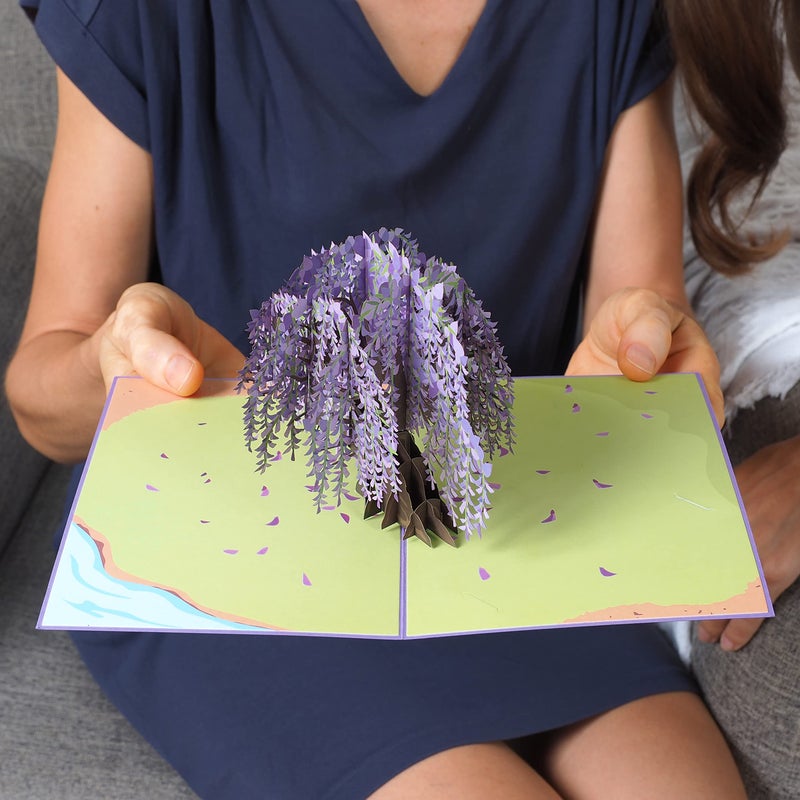 Paper Love 3D Wisteria Tree Pop-Up Cards, Gift for Valentines Day, Birthday, Anniversary, Thank You, Get Well, All Occasions - 5" x 7" Cover - Includes Envelope and Note Tag - Image 5